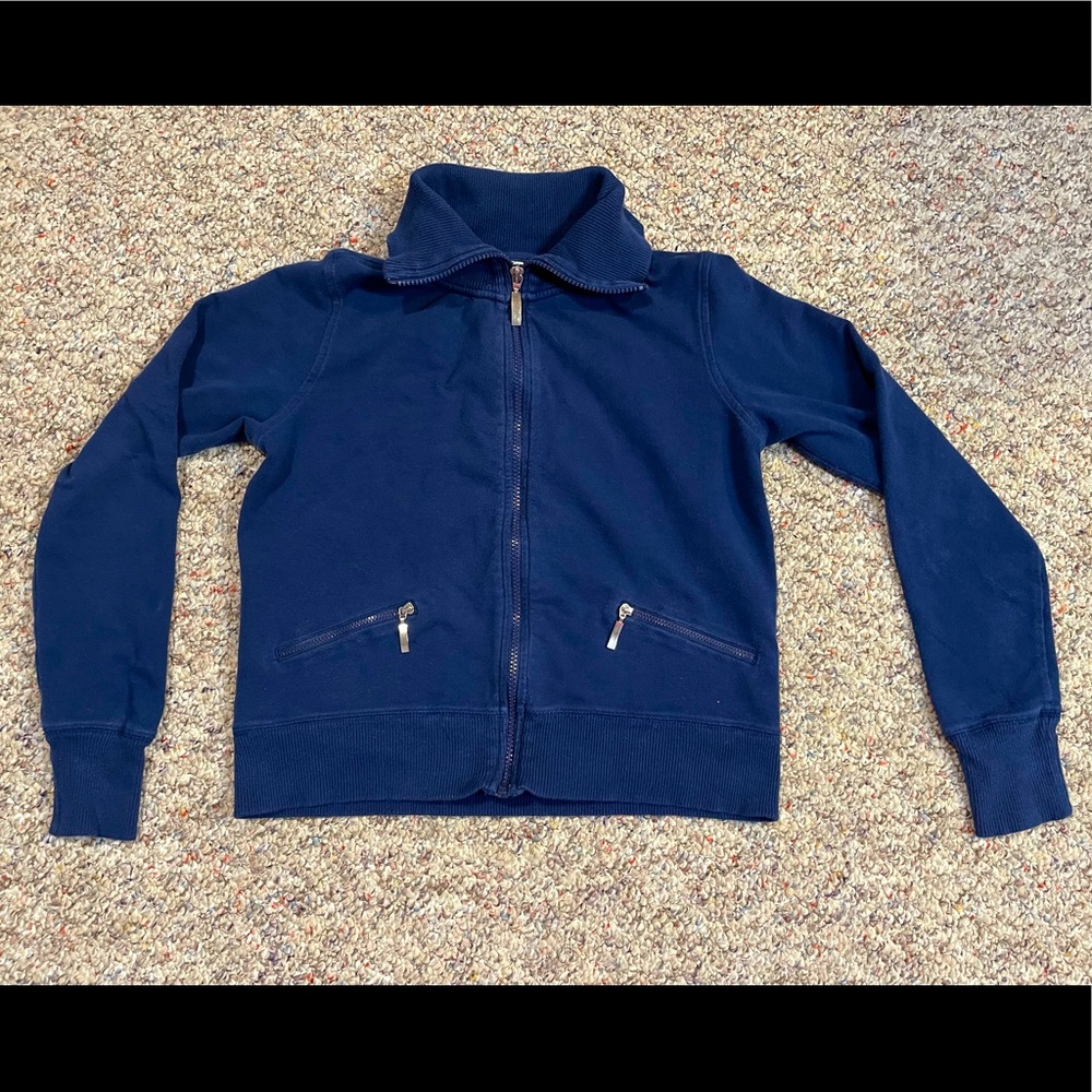 Girls zip-up navy sweatshirt